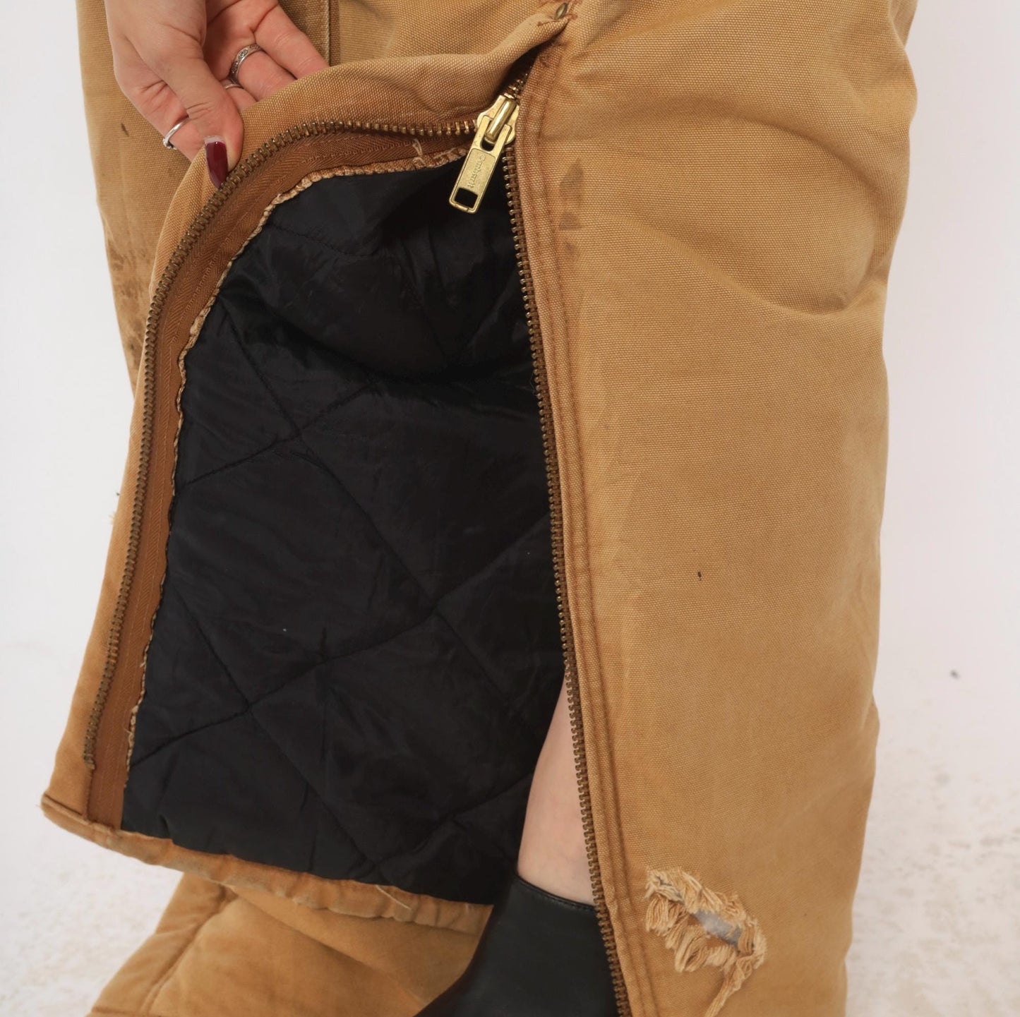 Carhartt Double Knee Bib Overalls Tan Duck Canvas Workwear Extra Large XL