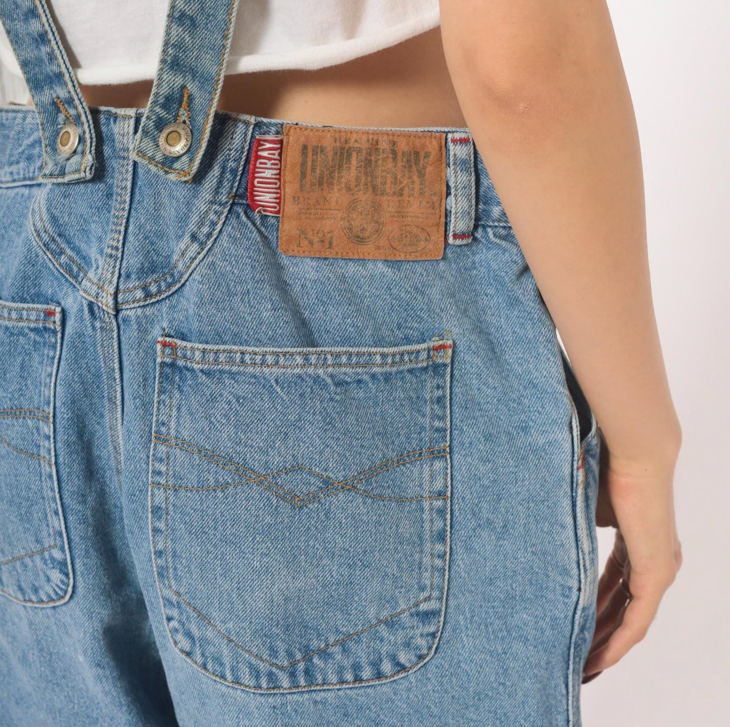 90s Union Bay Denim Overalls Light Wash Bib Front Cotton Medium
