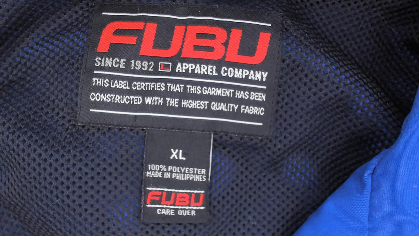 90s FUBU Sports Collection Windbreaker Royal Blue Black Red Colorblock Extra Large XL