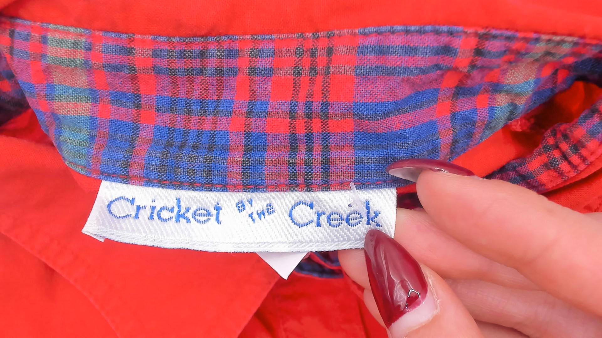 90s Cricket by the Creek Red Plaid Bow Applique Sleeveless Blouse Large L