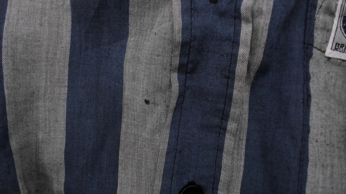 80s Brittania Striped Button Down Navy Grey Vertical Stripe Shirt Plus Size XXL