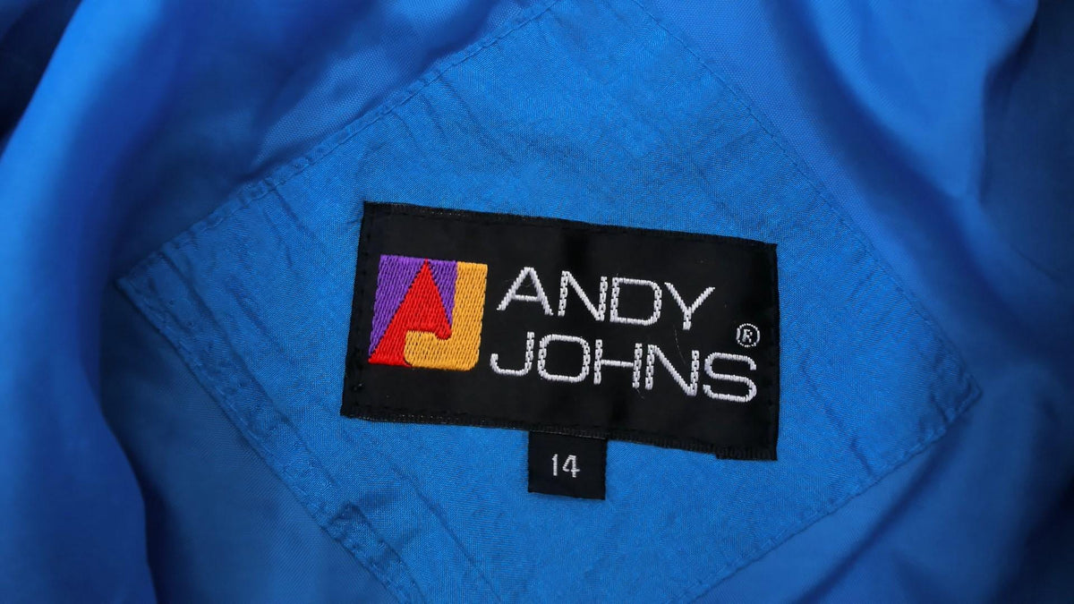 90s Andy Johns Teal Geometric Anorak Half-Zip Windbreaker Medium
