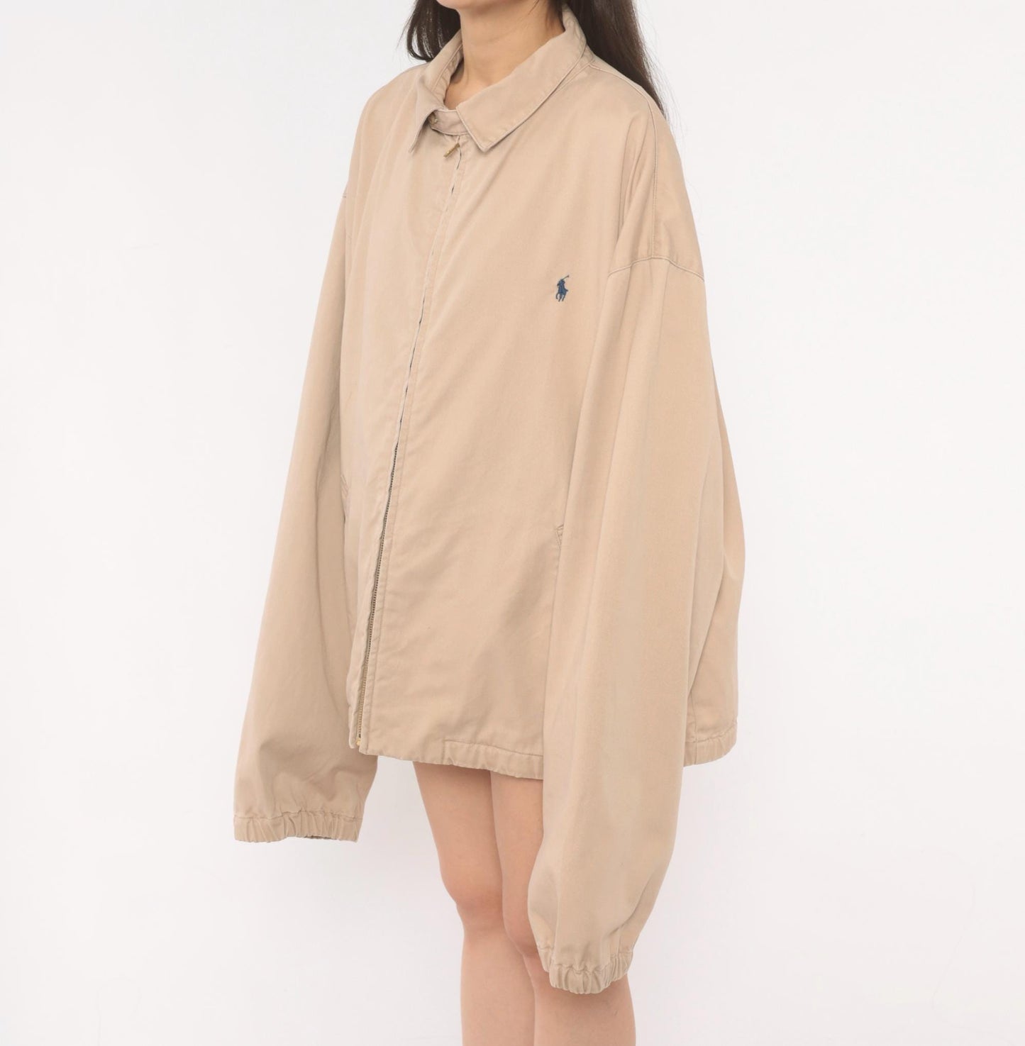 Ralph Lauren Harrington Jacket 90s Tan Cotton Zip Windbreaker XXL