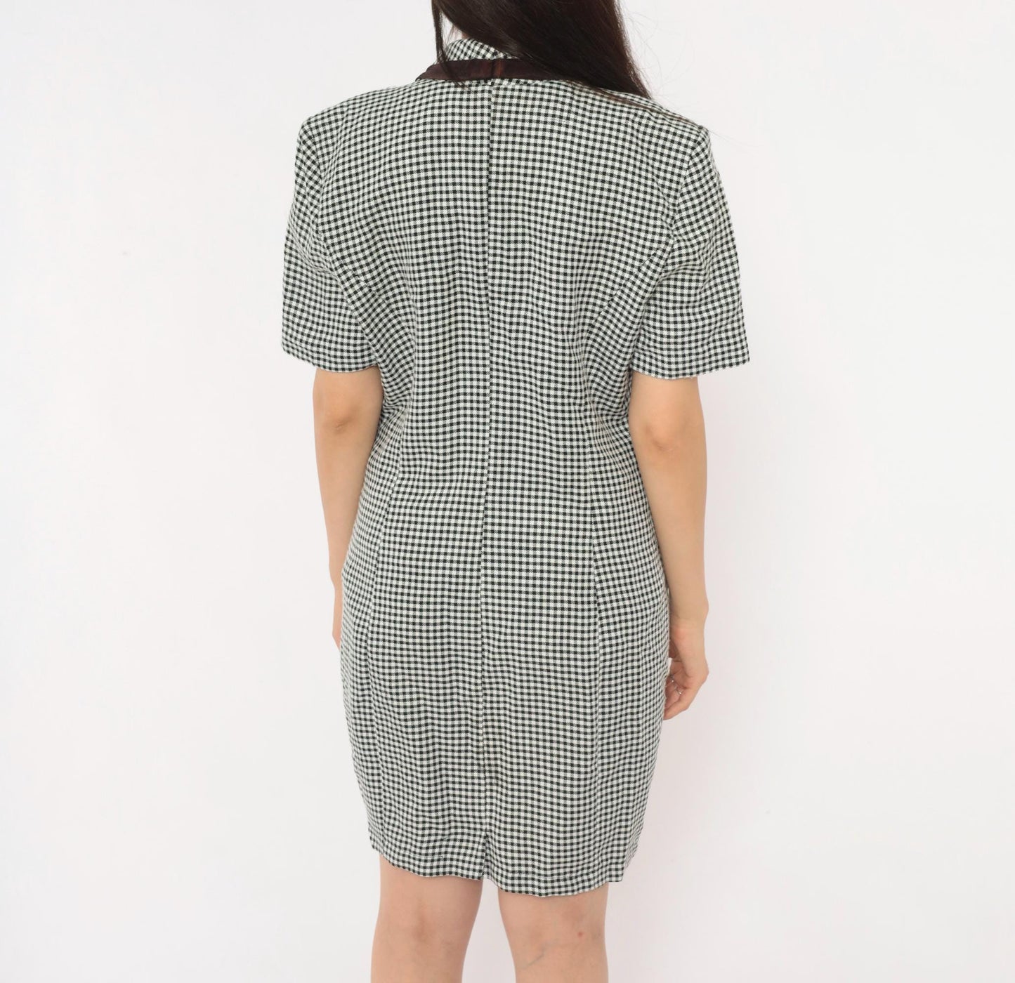 80s Danny & Nicole Gingham Blazer Dress Black White Check Large