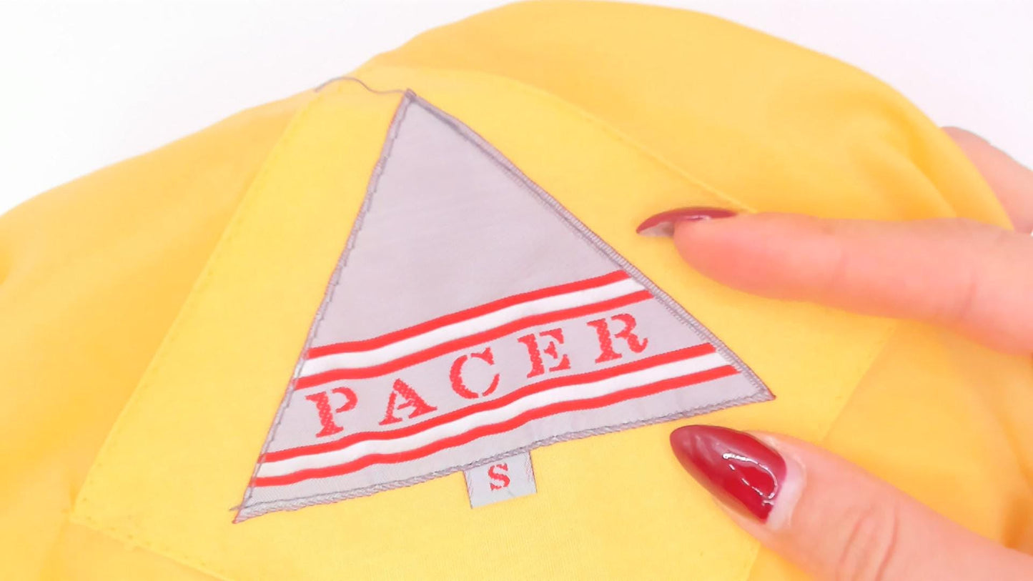 80s Pacer Yellow Cotton Parka Snap Front Stand Collar Windbreaker Small
