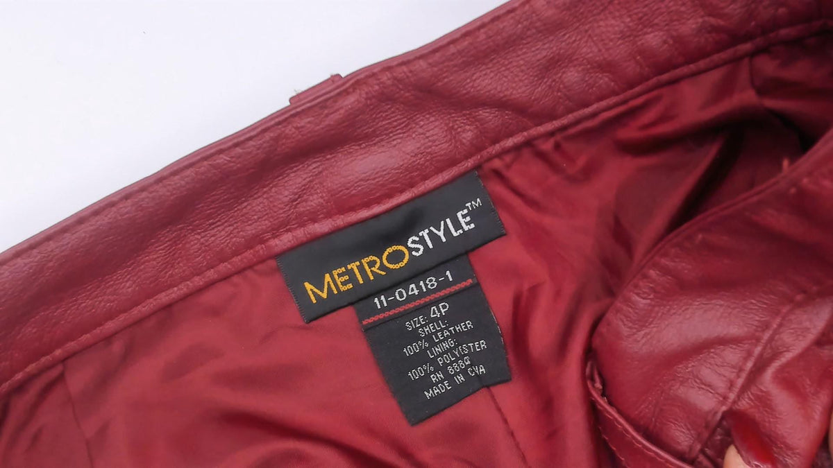 2000s Metrostyle Burgundy Leather Pants Straight Leg Low Rise Small Petite