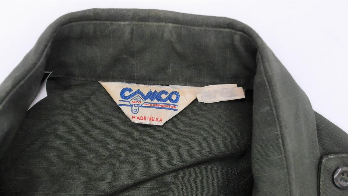 90s Camco Military Shirt Olive Drab Cotton Button-Up Large L