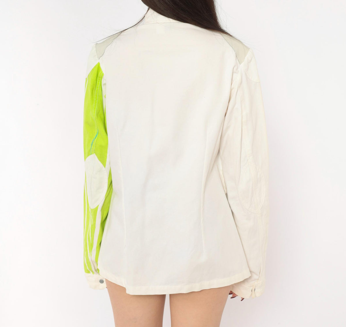 Y2K Custo Barcelona Pop Art Face Jacket White Lime Green Cotton Small S