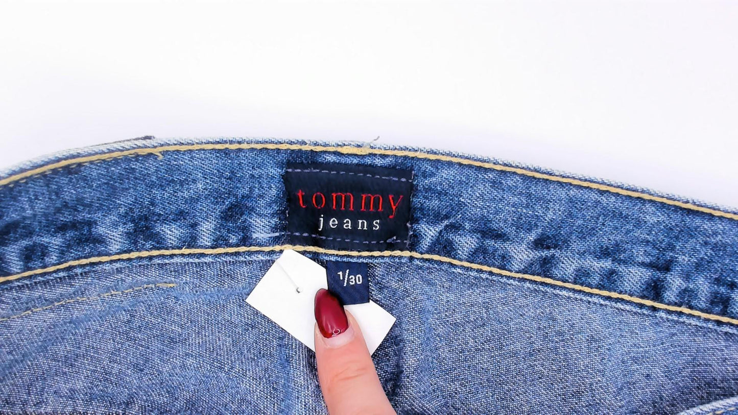 Tommy Hilfiger High Waist Straight Leg Mom Jeans Medium Wash Blue Cotton Extra Small XS