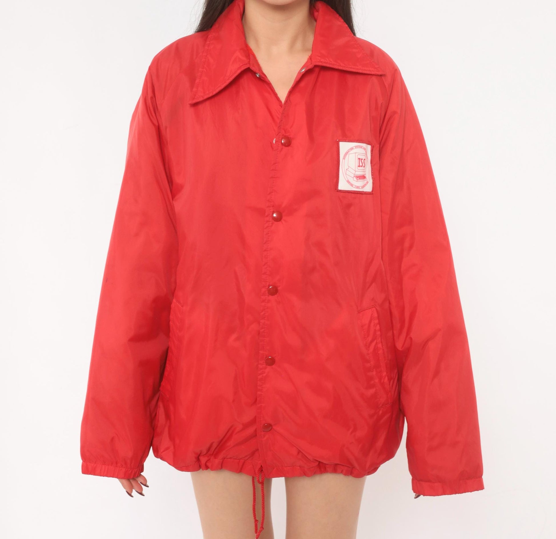 80s Sportsmaster Red Coach Jacket Snap Front Windbreaker Medium M
