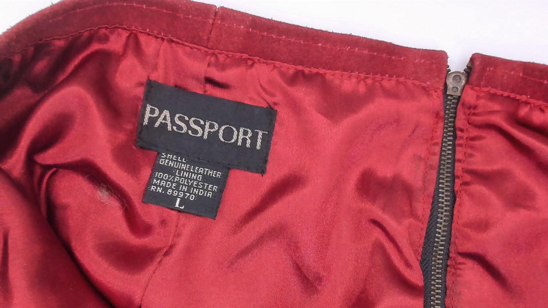 80s Passport Burgundy Suede Fringe A-Line Skirt High Waist Knee Length Large