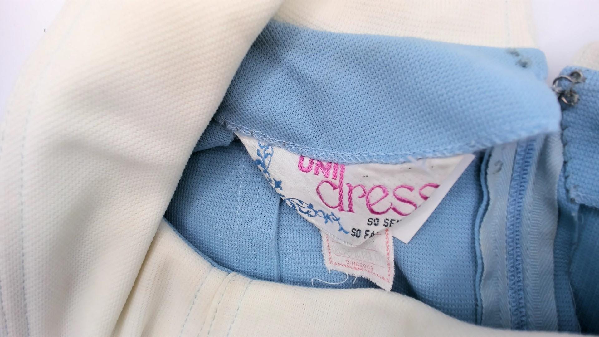 70s Unidress Sky Blue Peter Pan Collar Mini Shift Dress Small