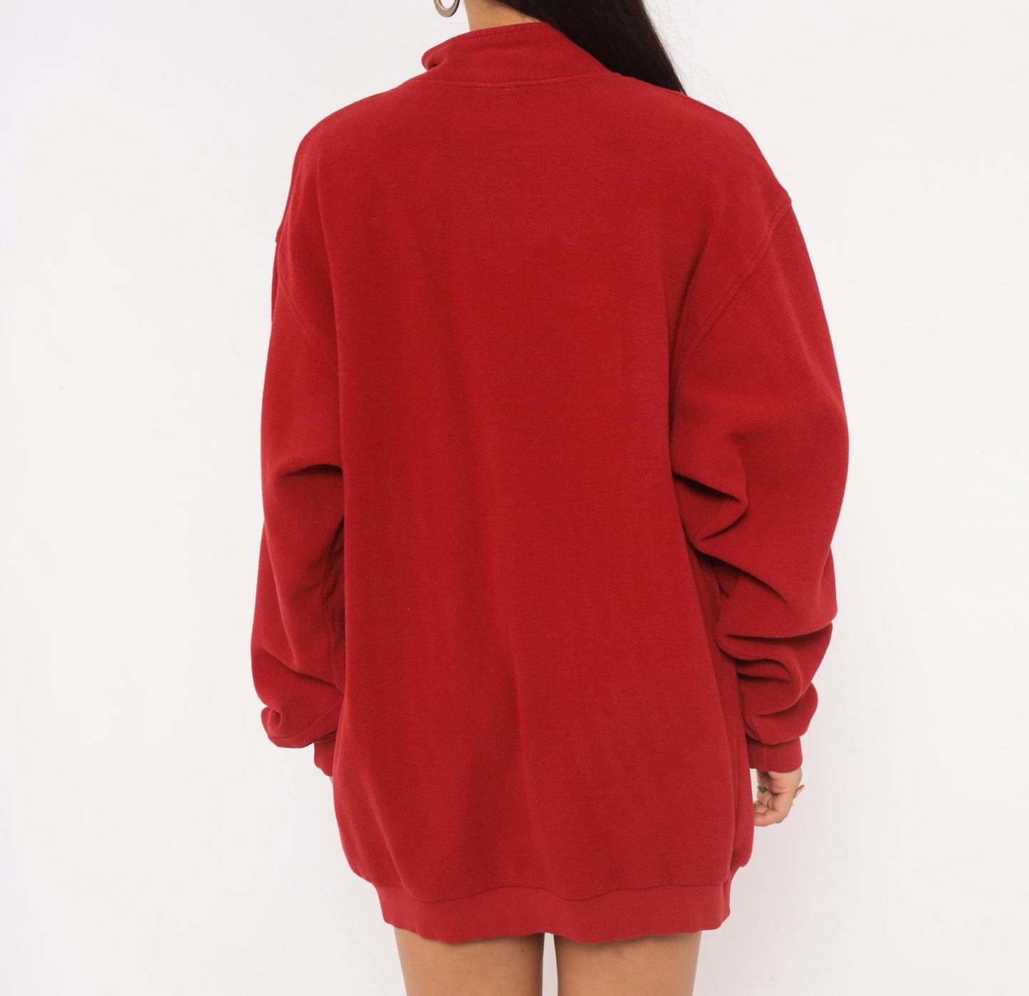 90s Crazy Shirt Cranberry Henley Sweatshirt Cotton Mock Neck Drawstring Large L