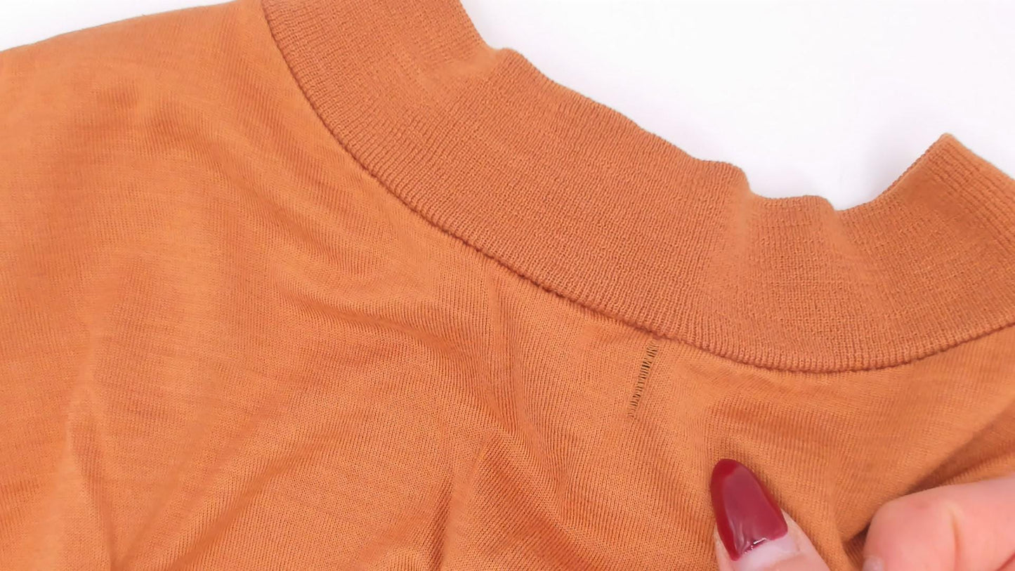80s The Men's Store Rust Mock Neck Crop Top Cotton Durene Large L