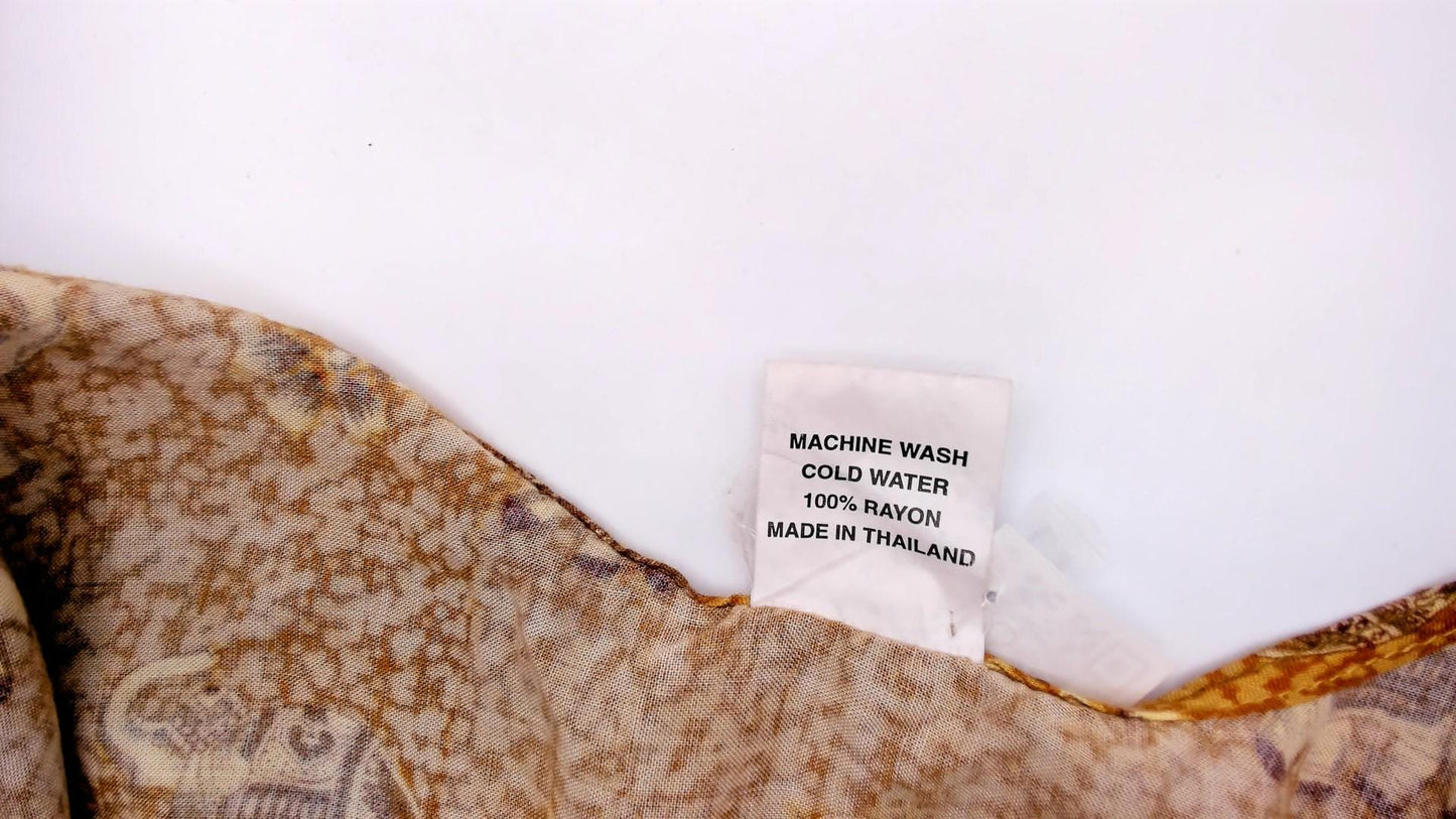 Y2K Dream Island Elephant Print Tank Top Mustard Gold Large L