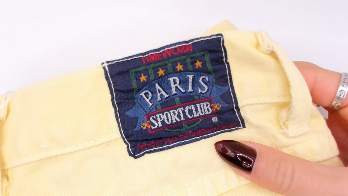 90s Paris Sportclub Yellow Denim Shorts High Waisted Cotton Bermuda Medium
