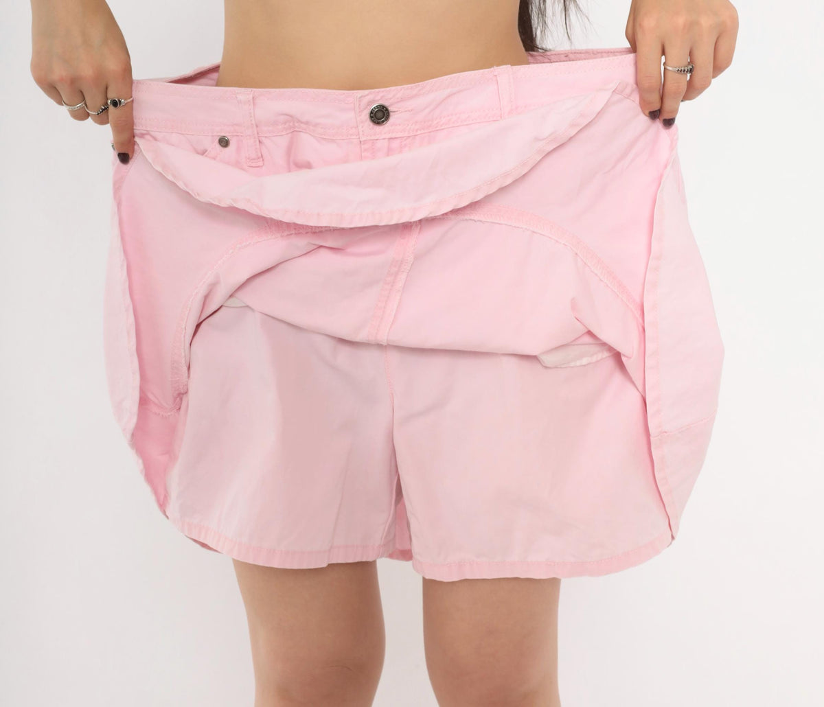 90s Faded Glory Pink Cotton Skort High Waist Ruffled Mini Extra Large XL