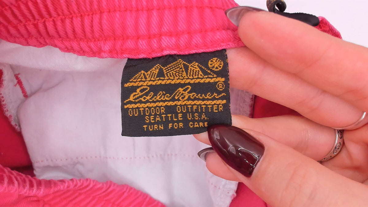90s Eddie Bauer Pink Cotton Shorts High Waist Elastic Medium M