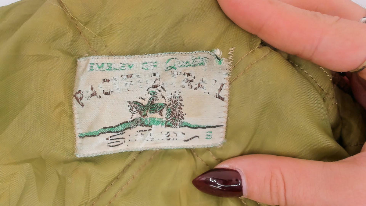 60s Olive Hooded Parka Jacket Nylon Military Field Coat Snap Zip Small
