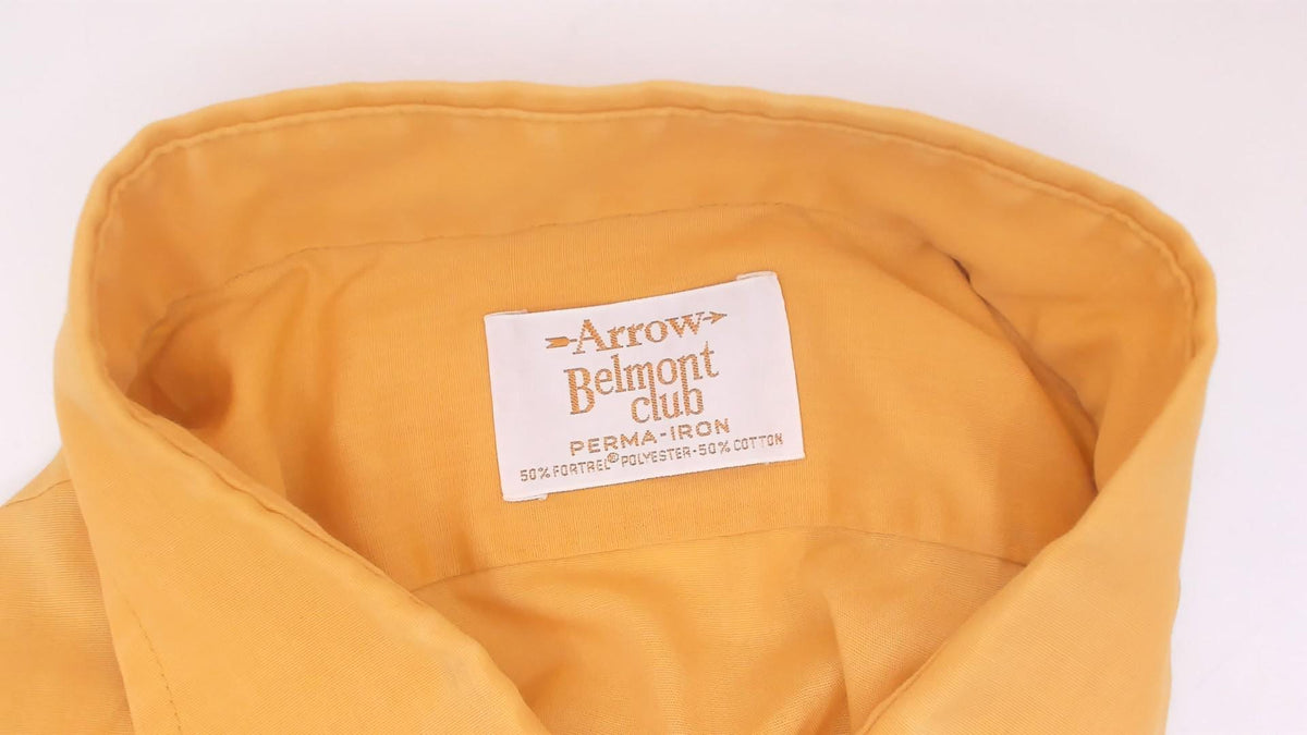 70s Arrow Belmont Club Mustard Yellow Button Up Shirt Extra Large XL