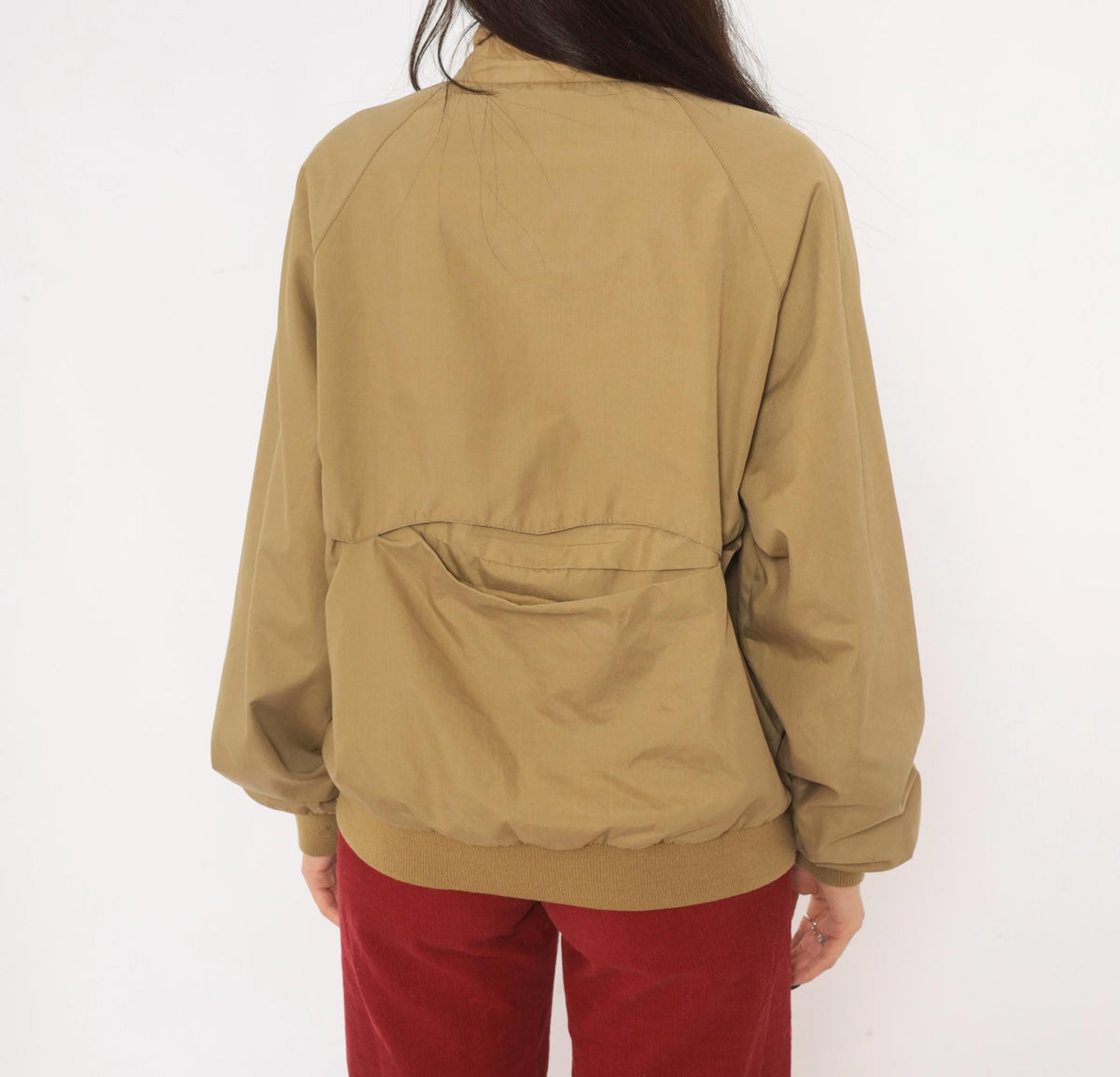 80s Brittania Harrington Jacket Beige Cotton Raglan Stand Collar Medium