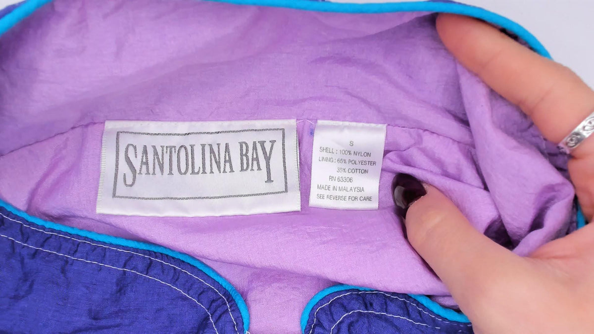 90s Santolina Bay Windbreaker Color Block Southwestern Embroidered Small