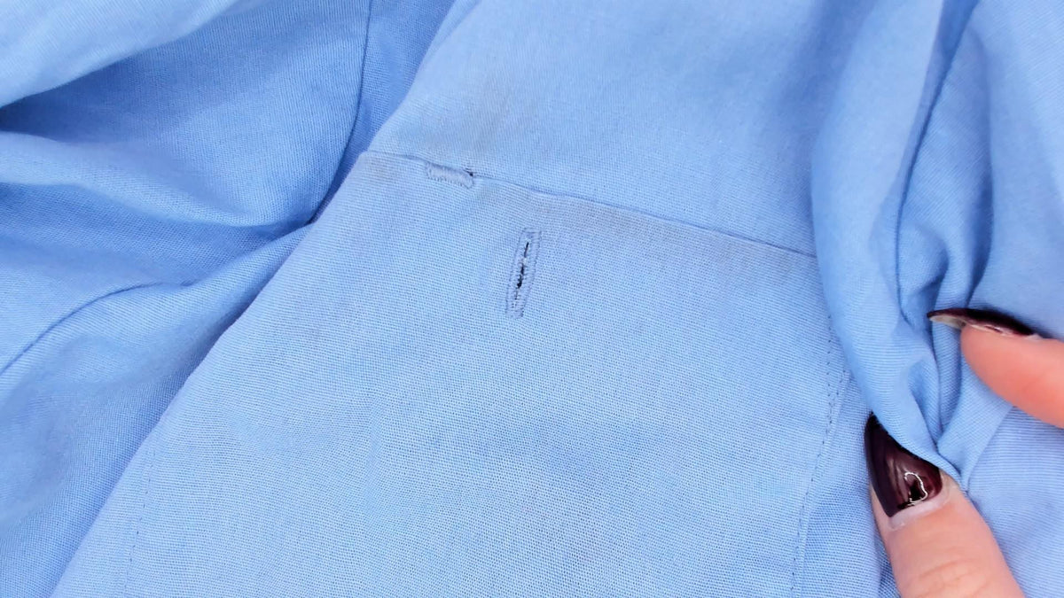 90s Dickies Light Blue Work Shirt Button Front Medium Distressed