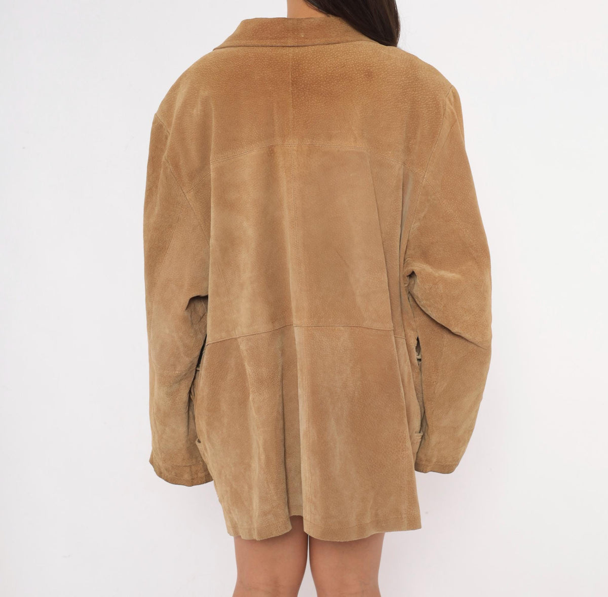 00s Concepts Tan Suede Jacket Belted Button Front Notched Collar Plus Size 3X