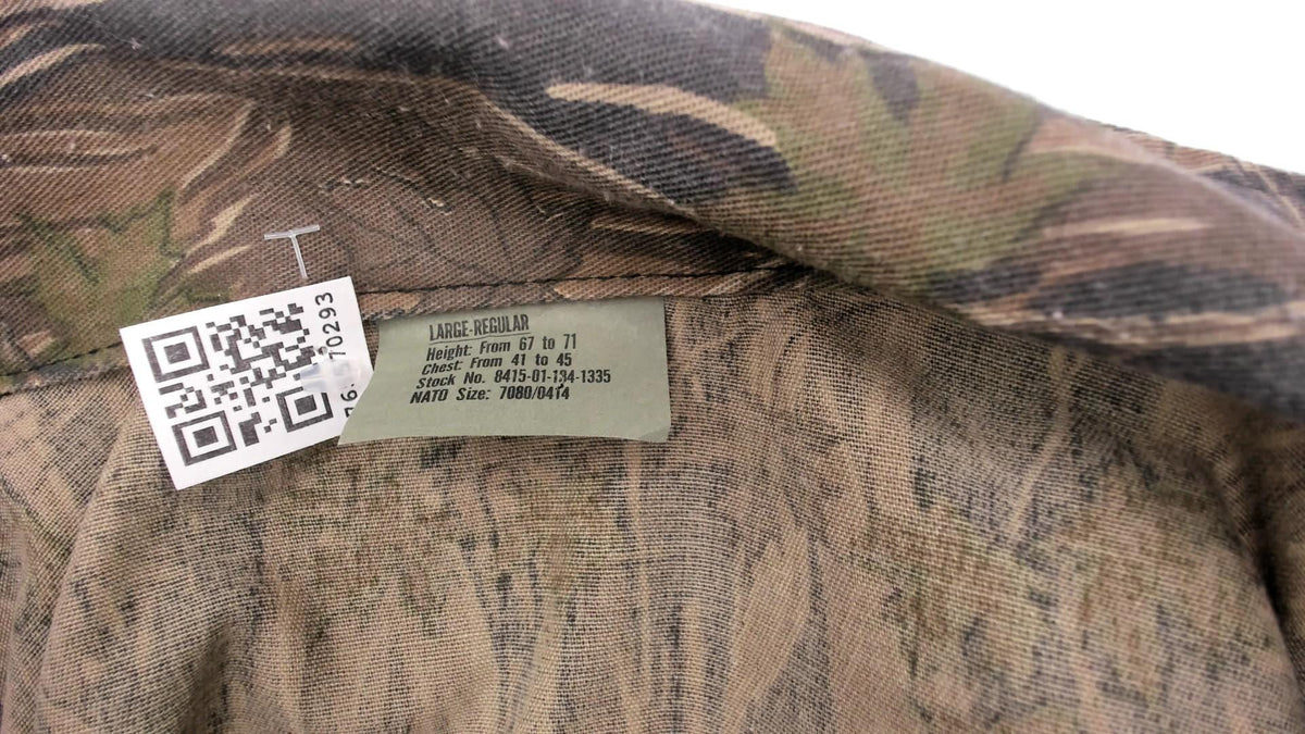 90s Camo Shirt Jacket Olive Brown Tree Leaf Print Button Front Cotton Large L