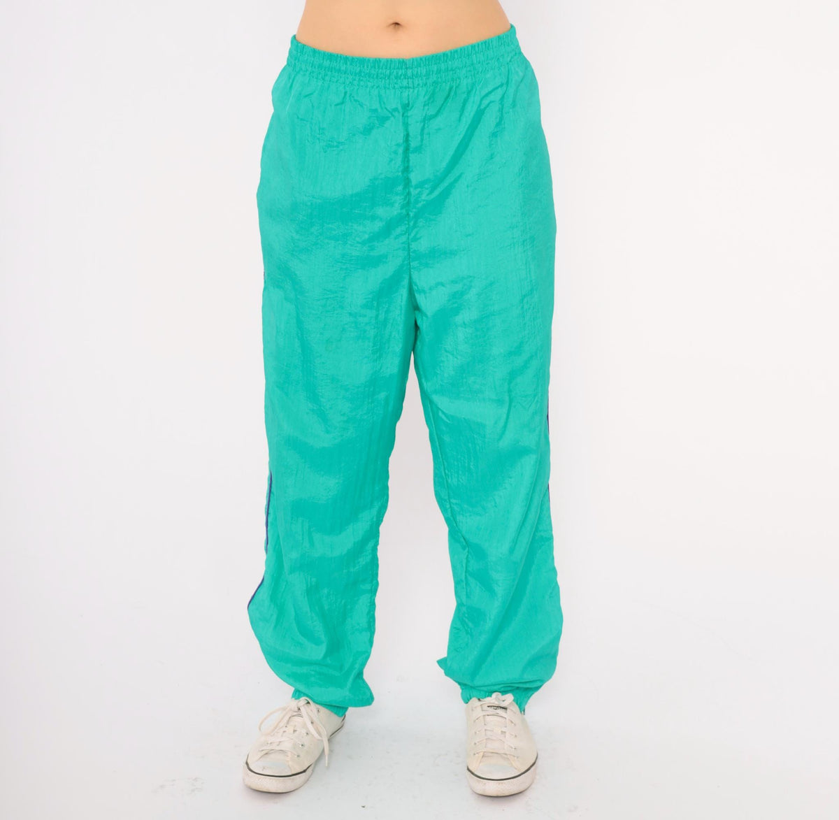 90s PS Sport Teal Tracksuit Set Windbreaker Jacket Jogger Pants Geometric Diamond Print Small