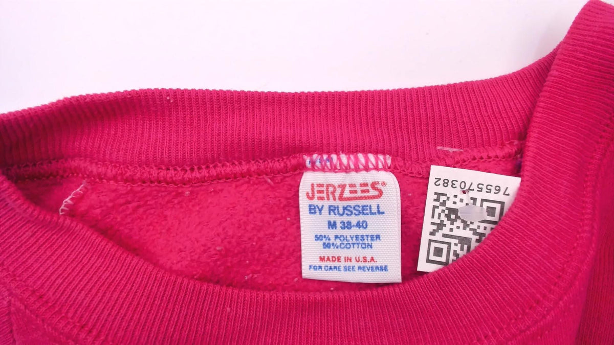 90s Jerzees Flamingo Convertible Car Raglan Sweatshirt Pink Small