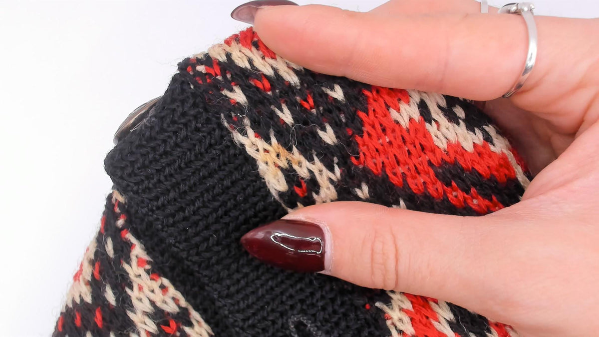 60s Jersild Wool Cardigan Black Red Cream Fair Isle Diamond Medium
