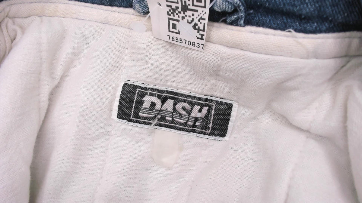 90s Dash Denim Bomber Jacket Blue Cream Color Block Dolman Large