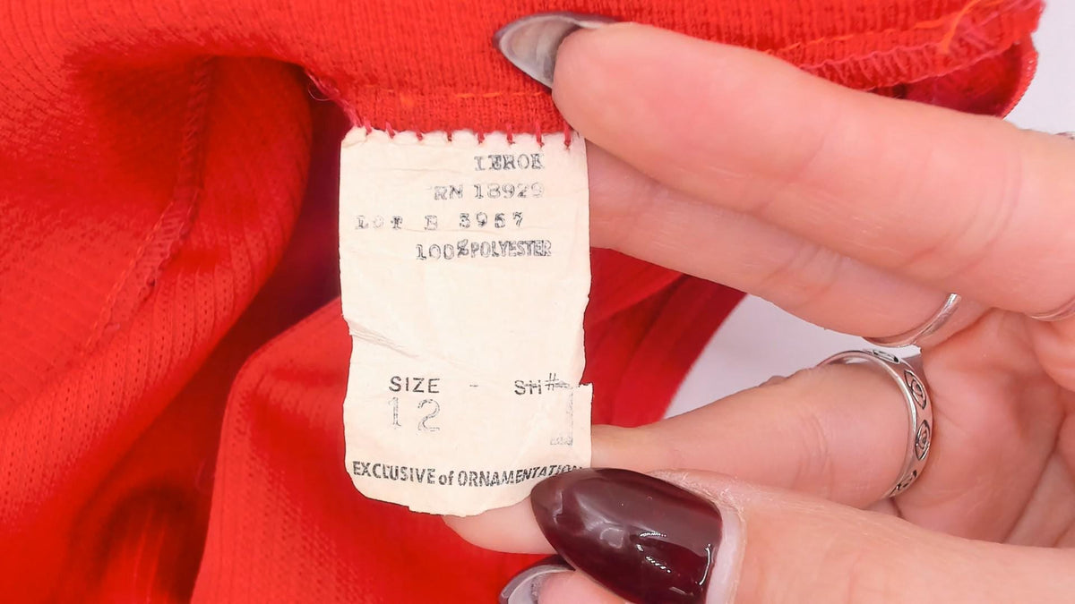 60s Mod Dress Red Plaid A-Line Mock Neck Short Sleeve Knee Length Medium M