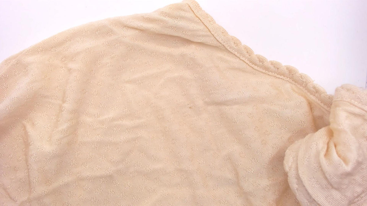 80s L.L.Bean Cream Silk Tank Top Pointelle Knit Scalloped Scoop Neck Small