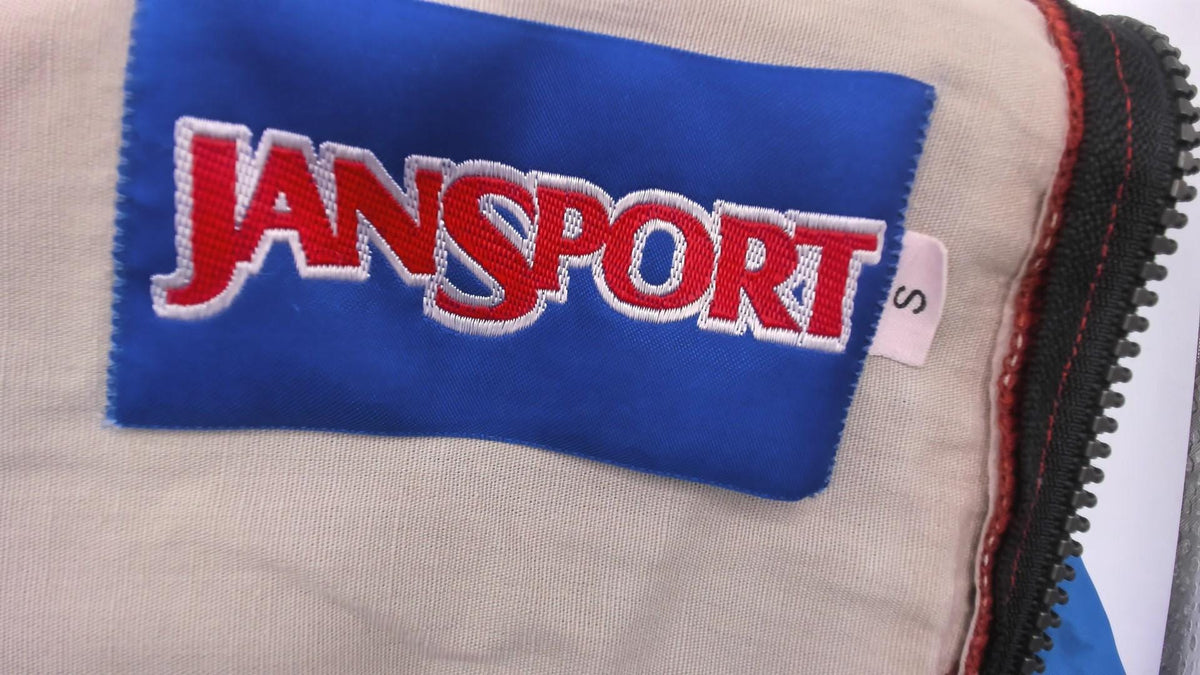 80s Jansport Hooded Windbreaker Cobalt Blue Rust Color Block Small