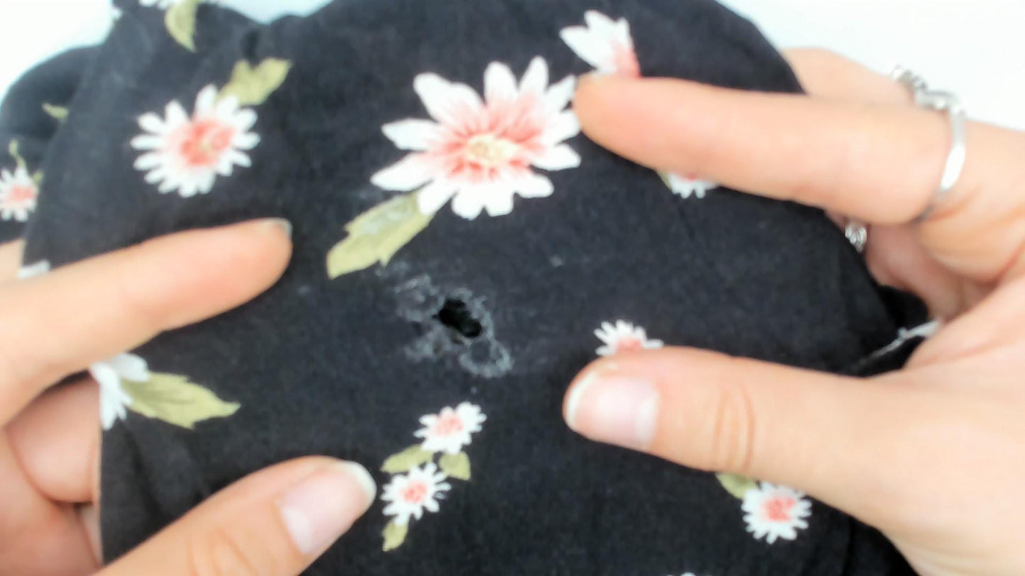 90s Esther Collection Black Daisy Floral Midi Dress Pink Print Small