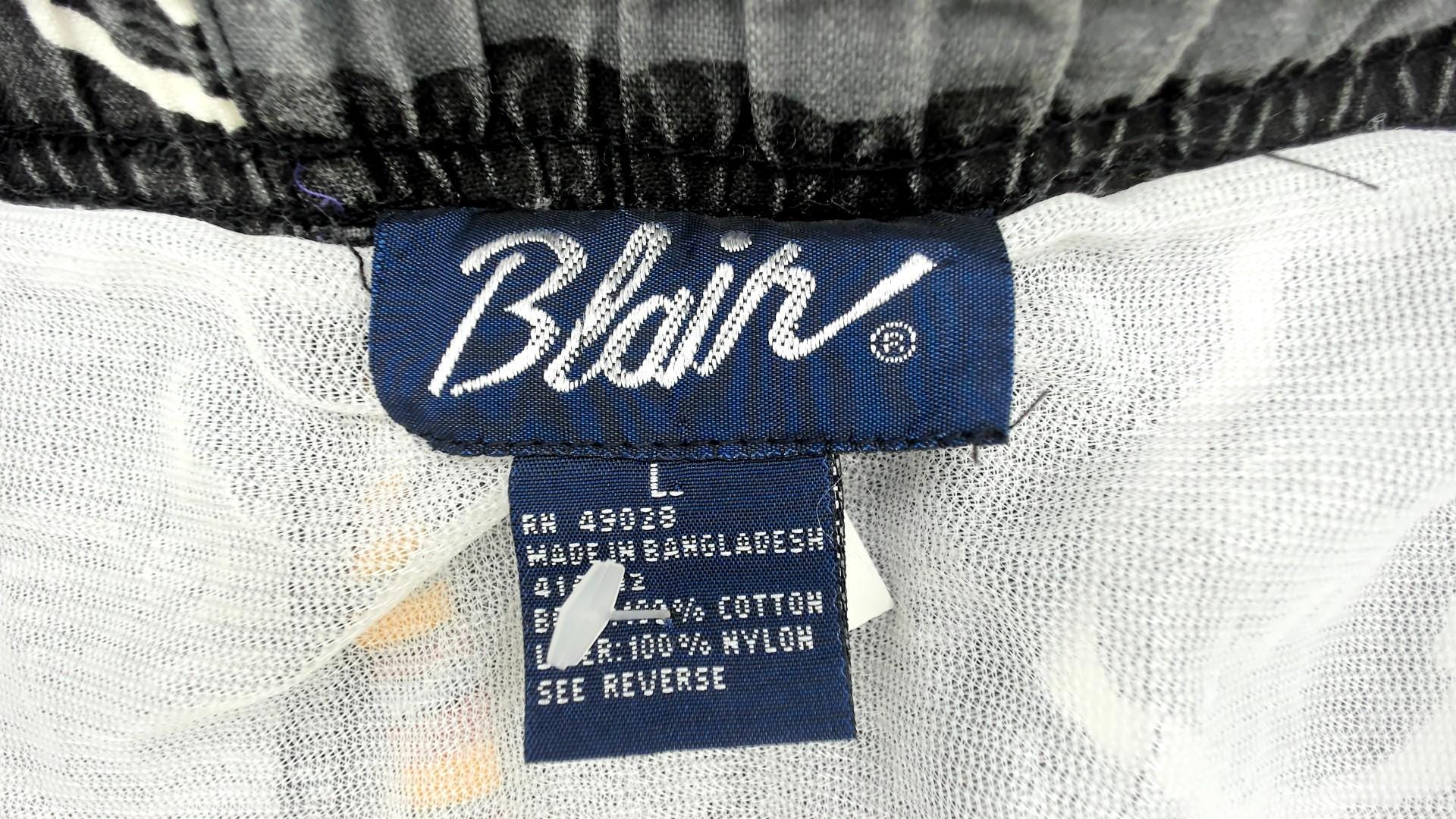 90s Blair Map Print Cotton Swim Trunks Grey Island Graphic Large L