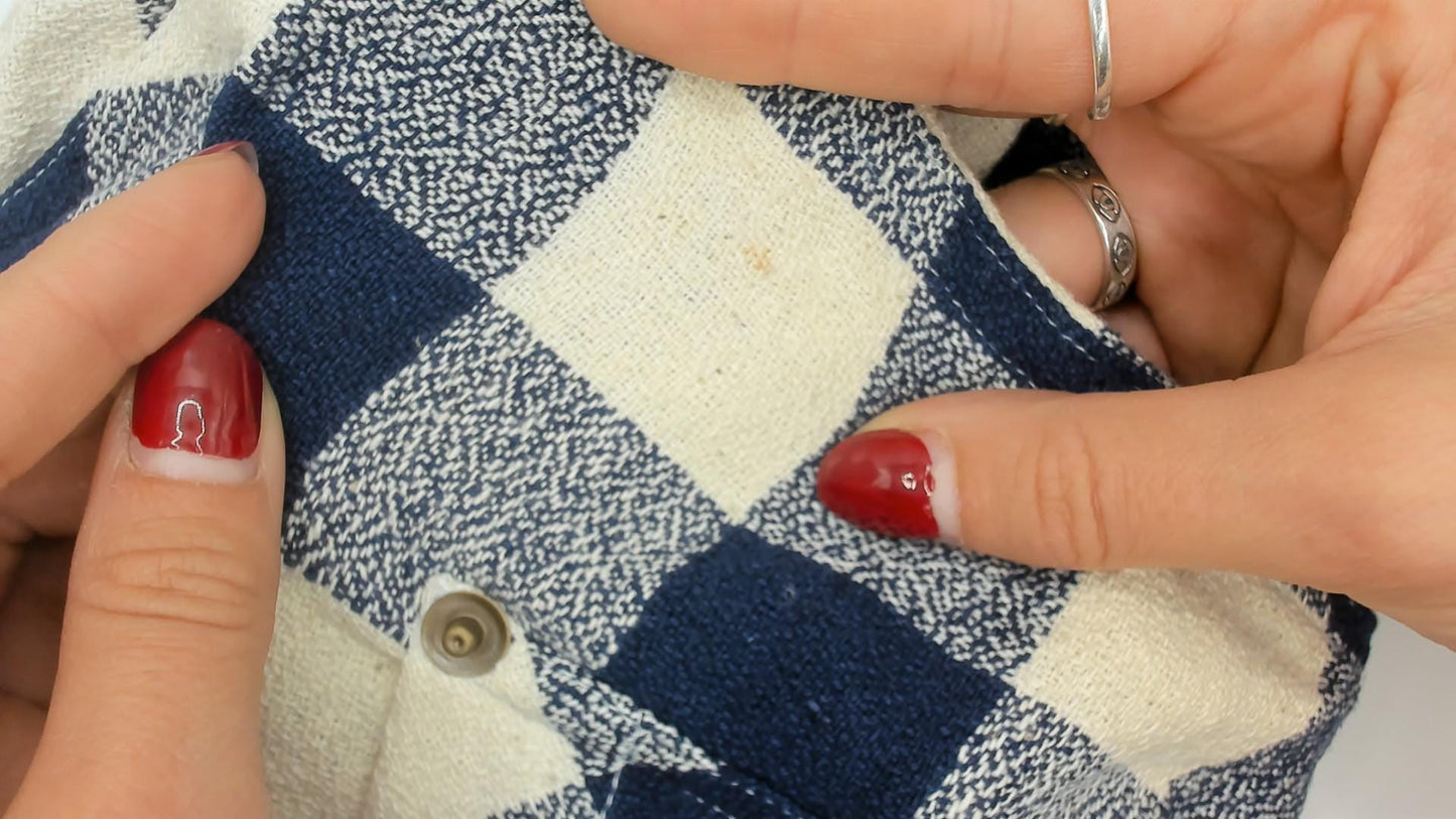 90s Commotion Buffalo Check Flannel Shirt Navy Cream Cropped Large L