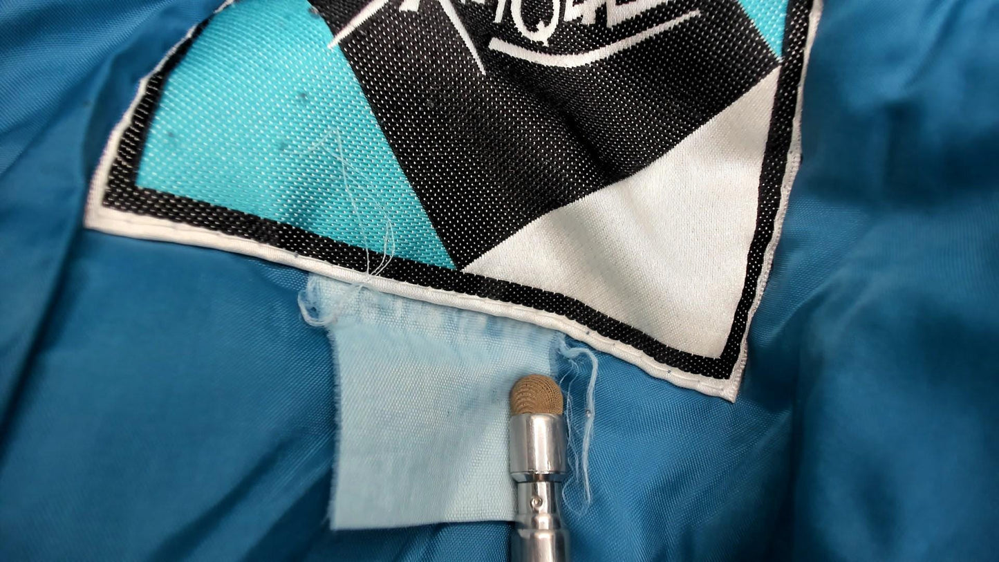90s Skitique Colorblock Ski Jacket Light Blue Black Purple Hooded Puffer Medium