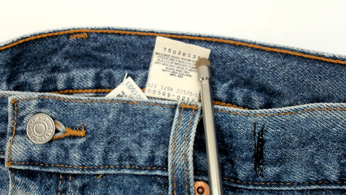 90s Levi's Wide Leg Cropped Jeans High Waisted Stone Wash Blue Denim Medium