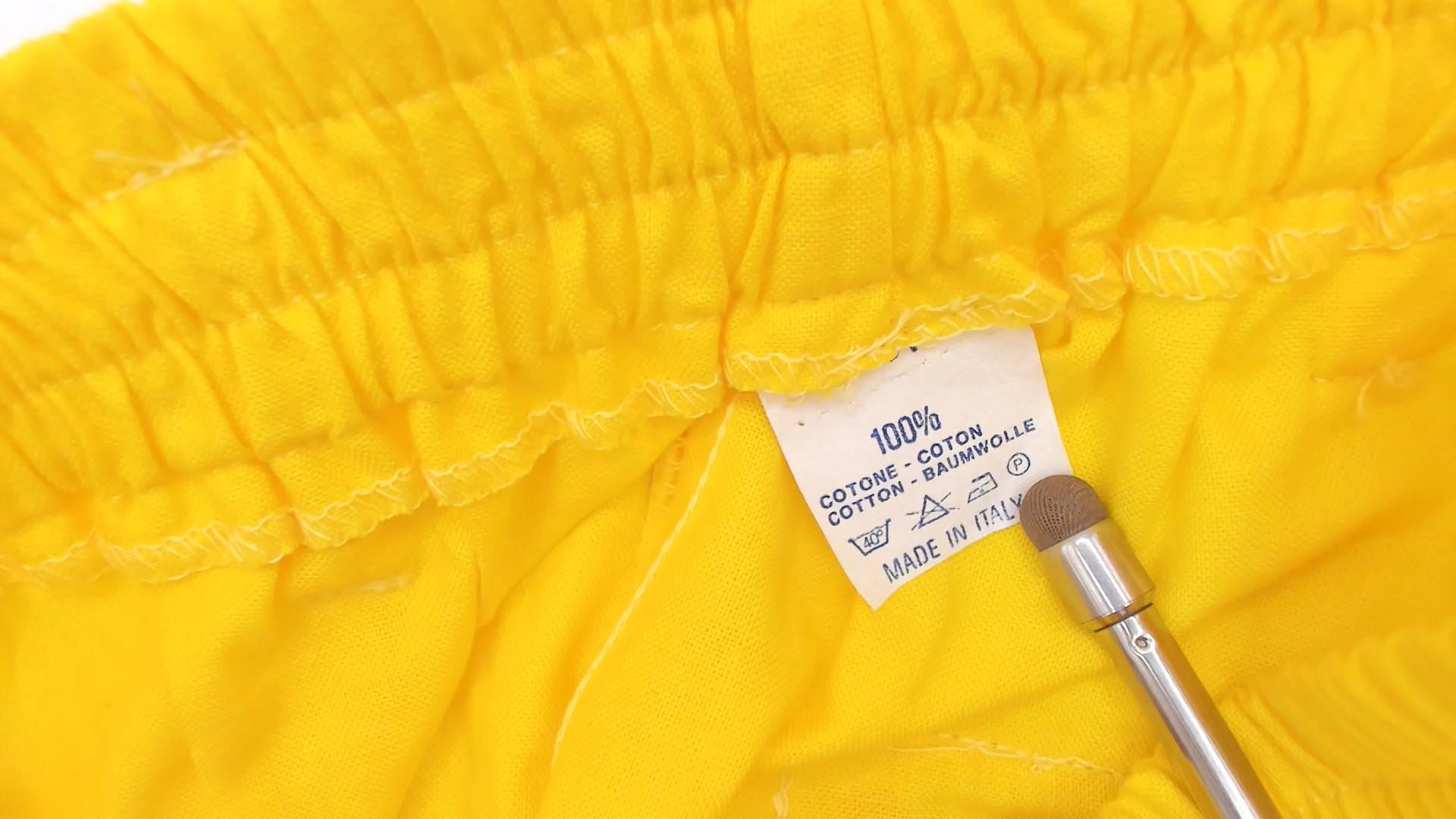 90s Video Grant Yellow Cotton Shorts High Waist A-Line Pockets Large L