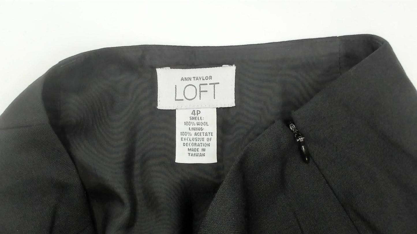 Y2K Loft Wool Pencil Skirt Black Cream Floral Embroidered Knee Length Small