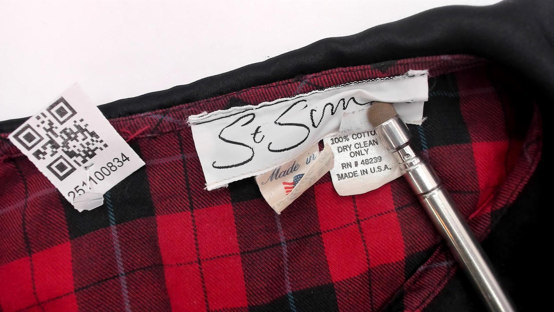 90s St Simon Red Black Plaid Midi Dress Peter Pan Collar Small S