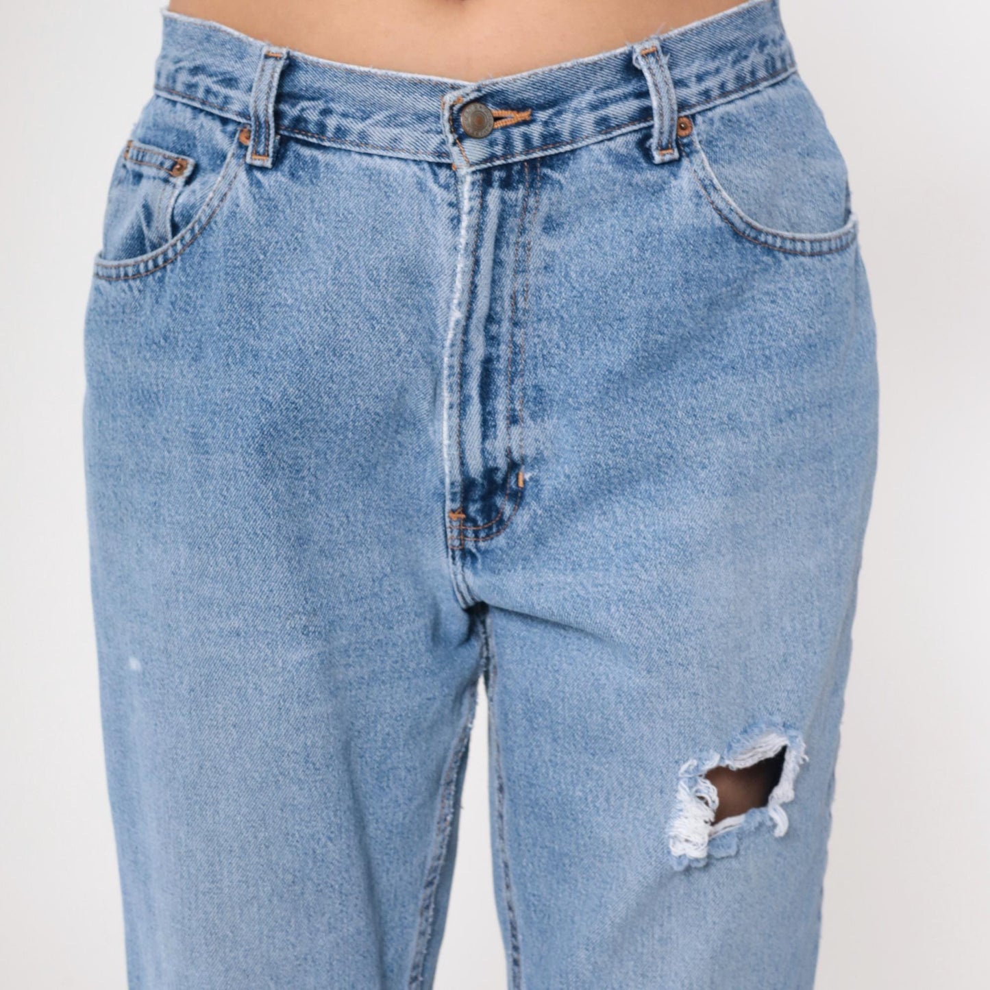 90s Old Navy Light Wash Distressed Jeans High Waist Straight Leg Medium