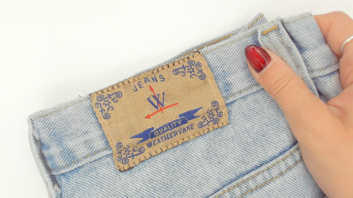 90s Light Blue High-Waisted Straight Leg Jeans Cotton Denim Medium