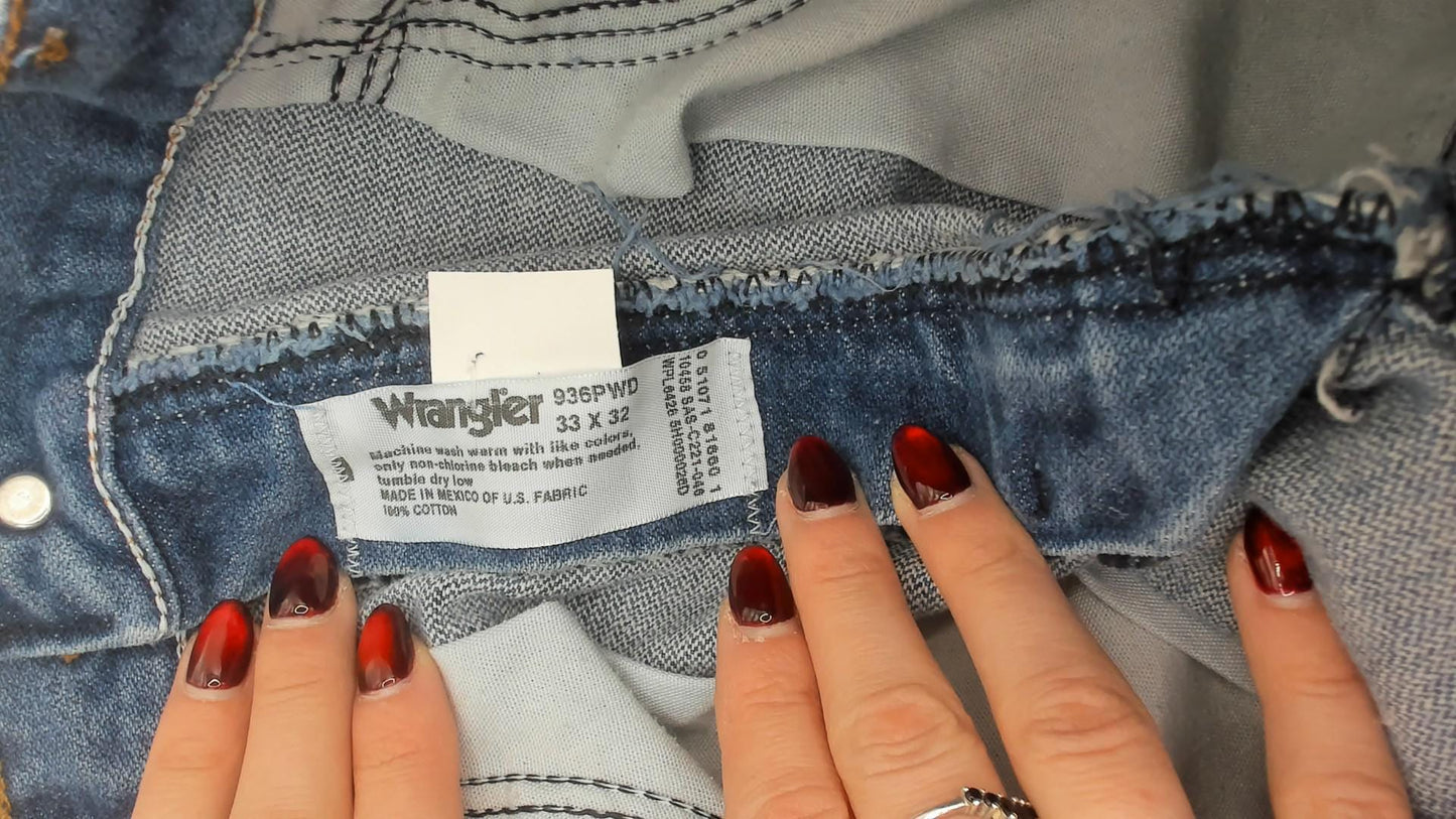 Wrangler 90s High Waisted Denim Cutoff Shorts Light Wash Cotton Large L
