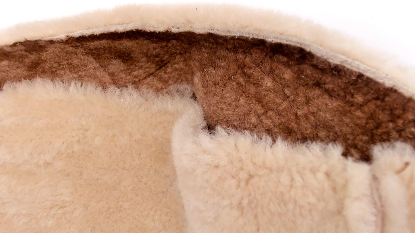 90s Denimaxx Couture Suede Hooded Coat Tan Shearling Trim Small