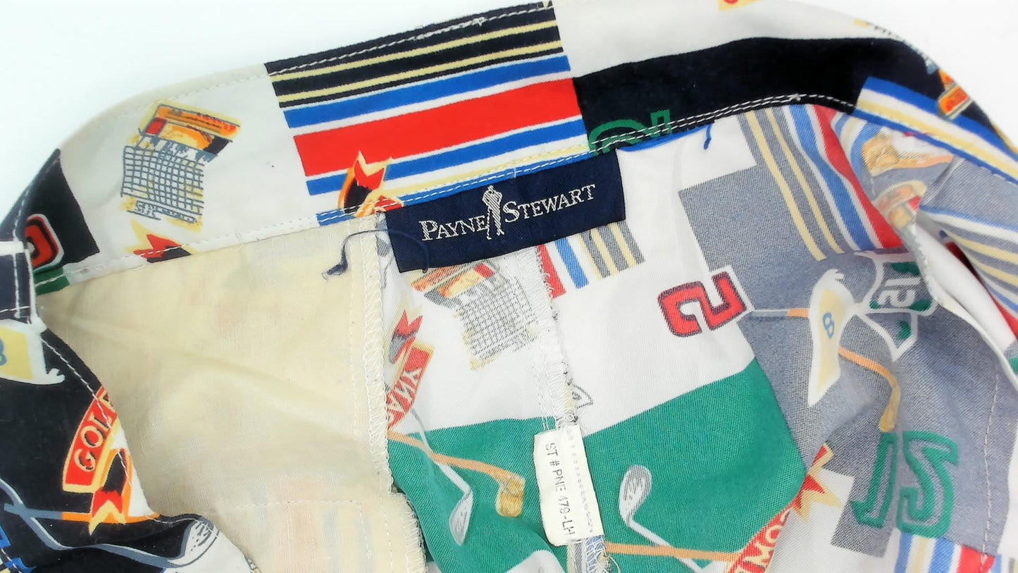 Y2K Payne Stewart Golf Shorts High Waisted Pleated Wide Leg Large L