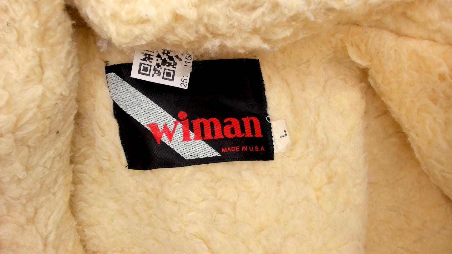 70s Wiman Tan Faux Suede Jacket Sherpa Collar Wide Notch Large